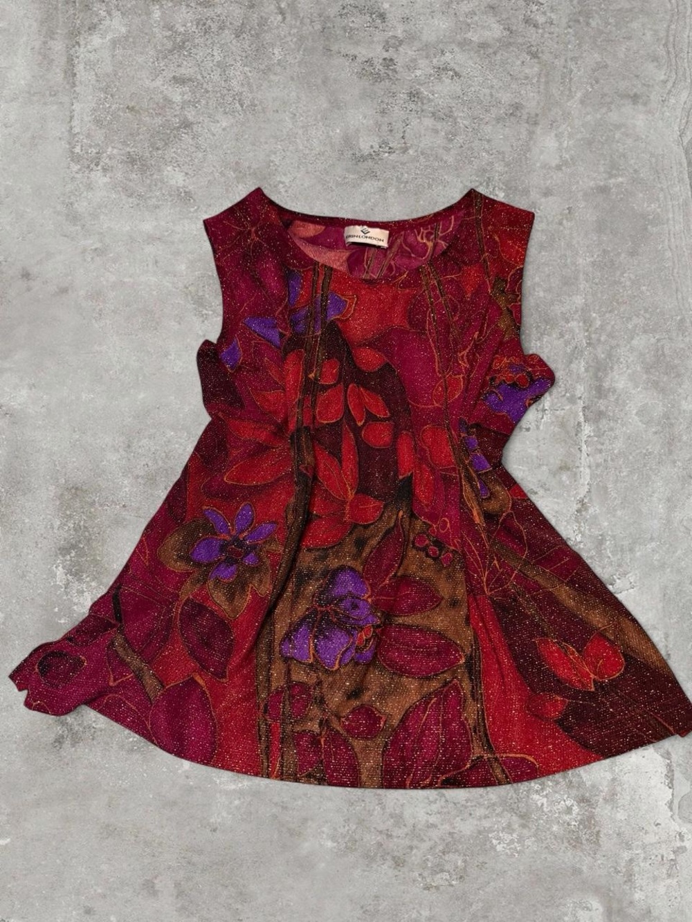 erin london Red Floral Glitter A-Line Tank